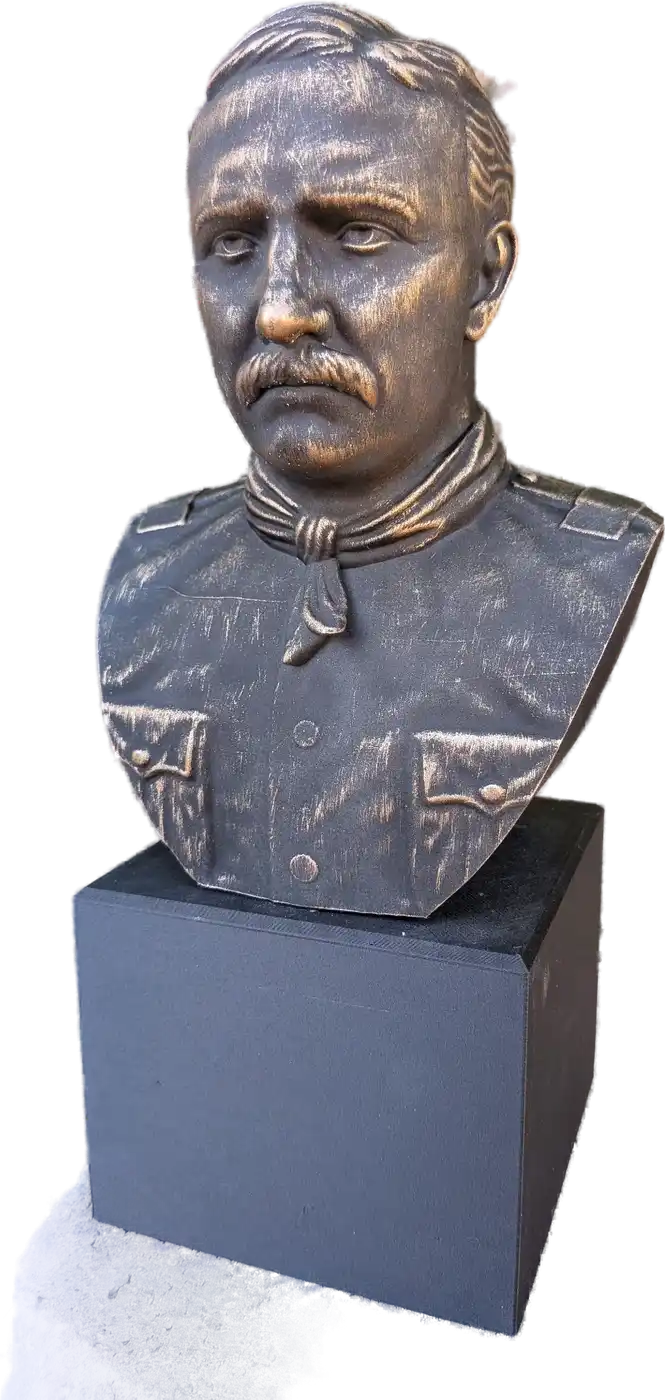 A custom bust on a black base